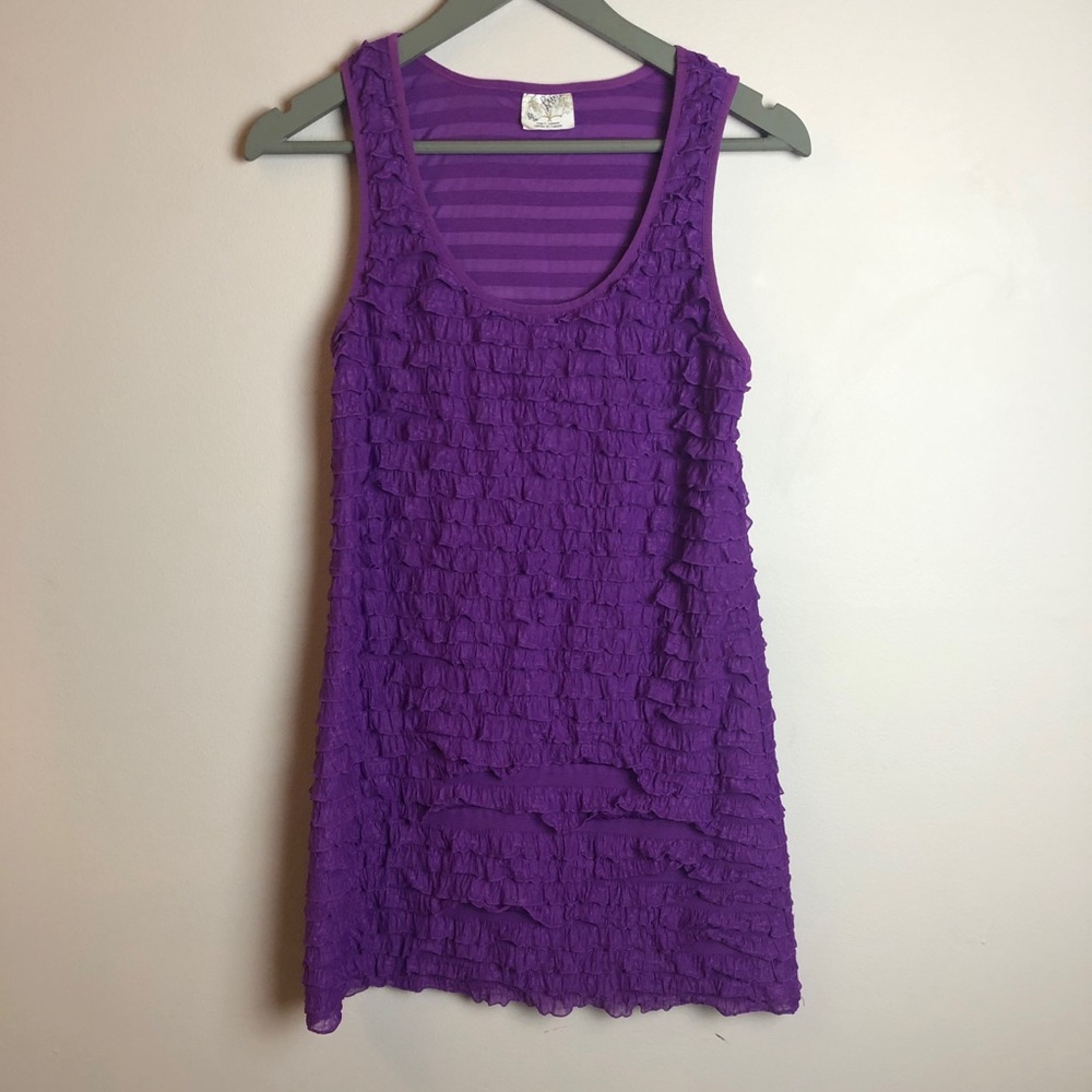 Free People Rows of Ruffles Mini Tank Dress XS